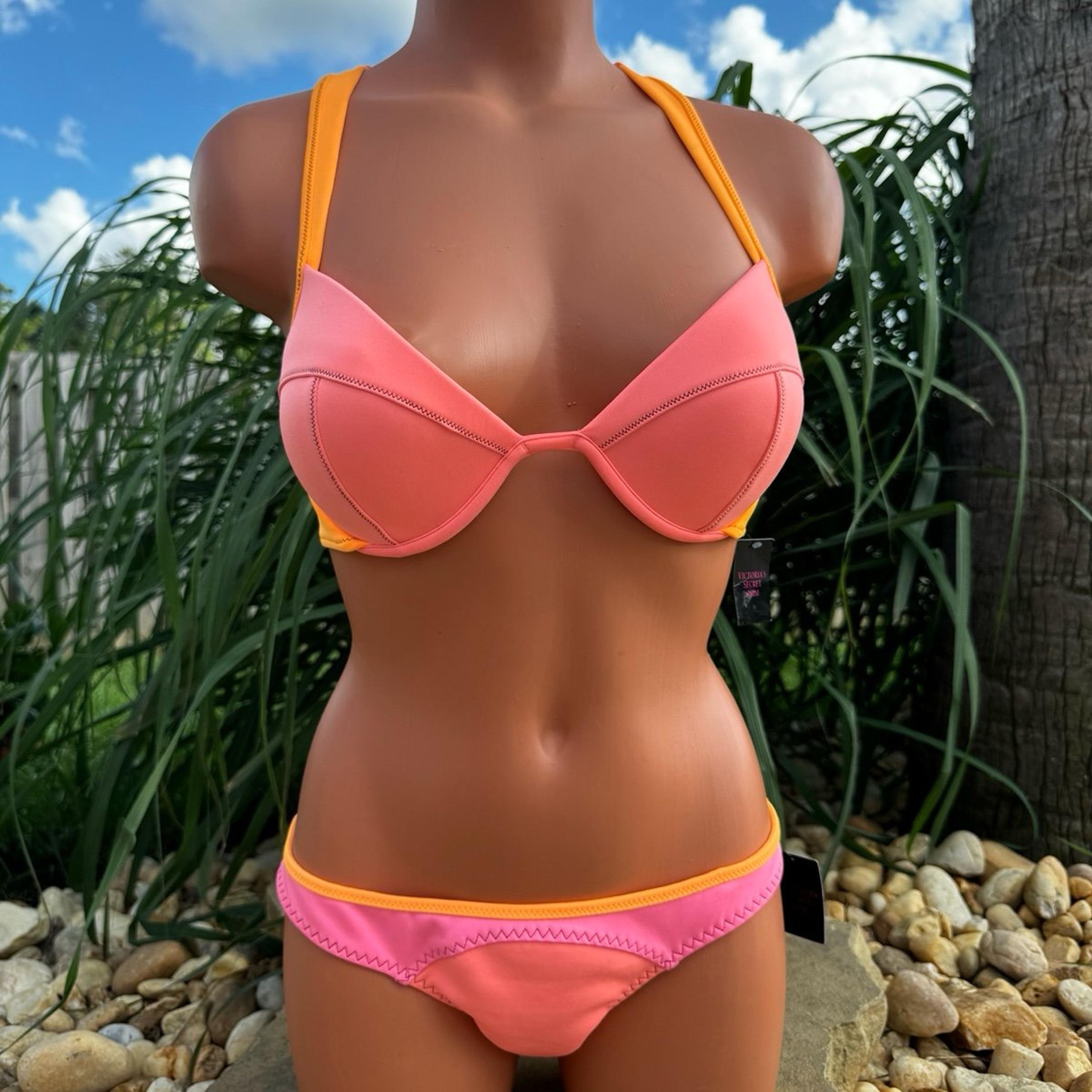 Victoria’s Secret Swim The Fabulous 34C Zip Top /Cheeky M Bottom Neoprene Bikini
