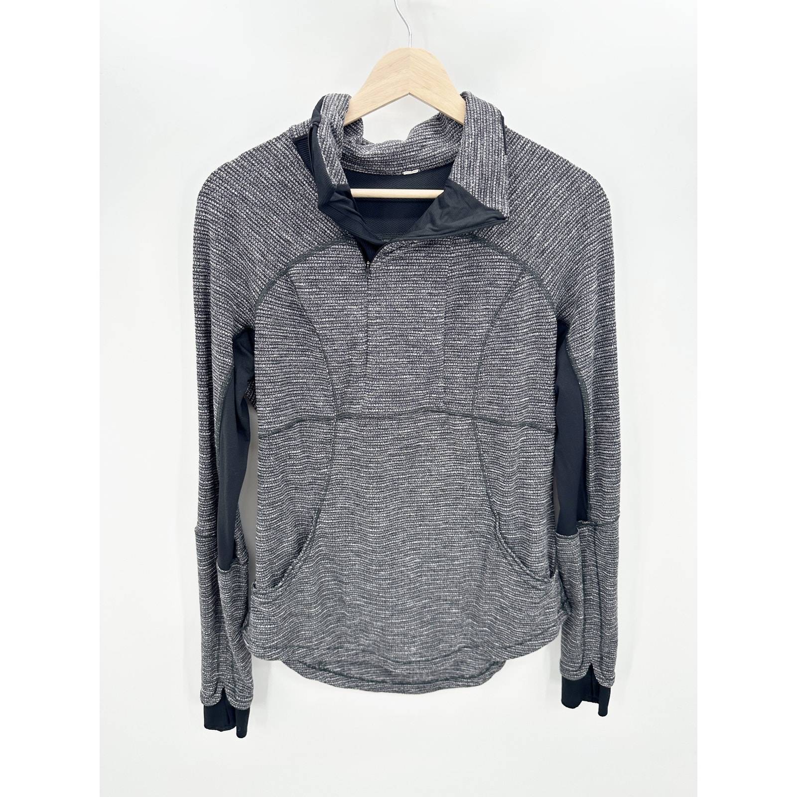 Lululemon Coco Pique Black White 1/2 Zip Base Runner Pullover Women's Size 10