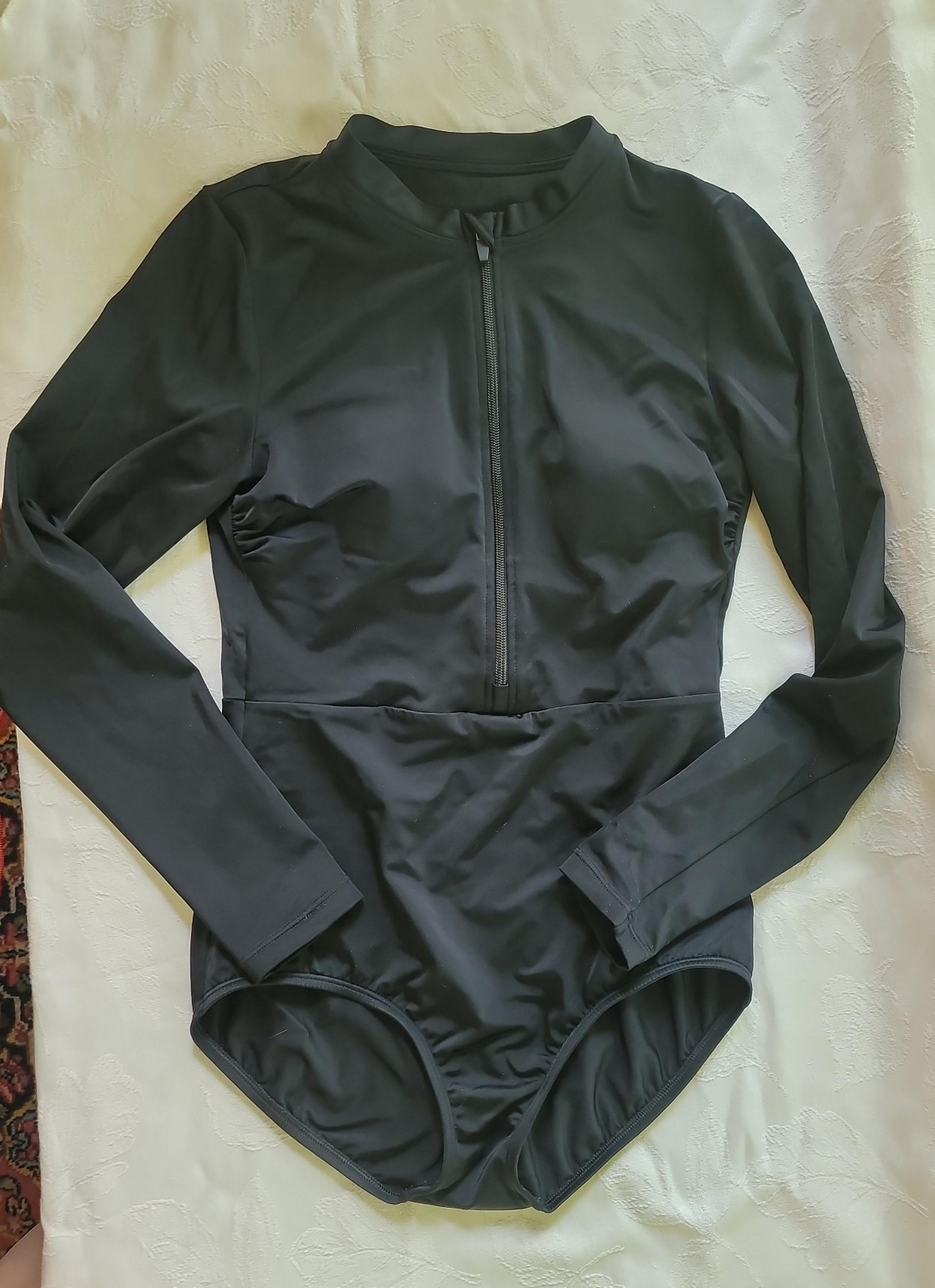 Lands End Women's Tugless Long Sleeve Rash Guard One Piece Swimsuit 8