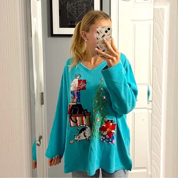 Cat Christmas Sweater Crewneck