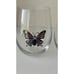 RACHEL ZOE 2 pc Jewel stemless wine glasses W gem and rhinestone butterfly*