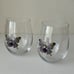 RACHEL ZOE 2 pc Jewel stemless wine glasses W gem and rhinestone butterfly*