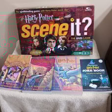 Harry Potter Bundle 3 books, a joke book and Scene it game