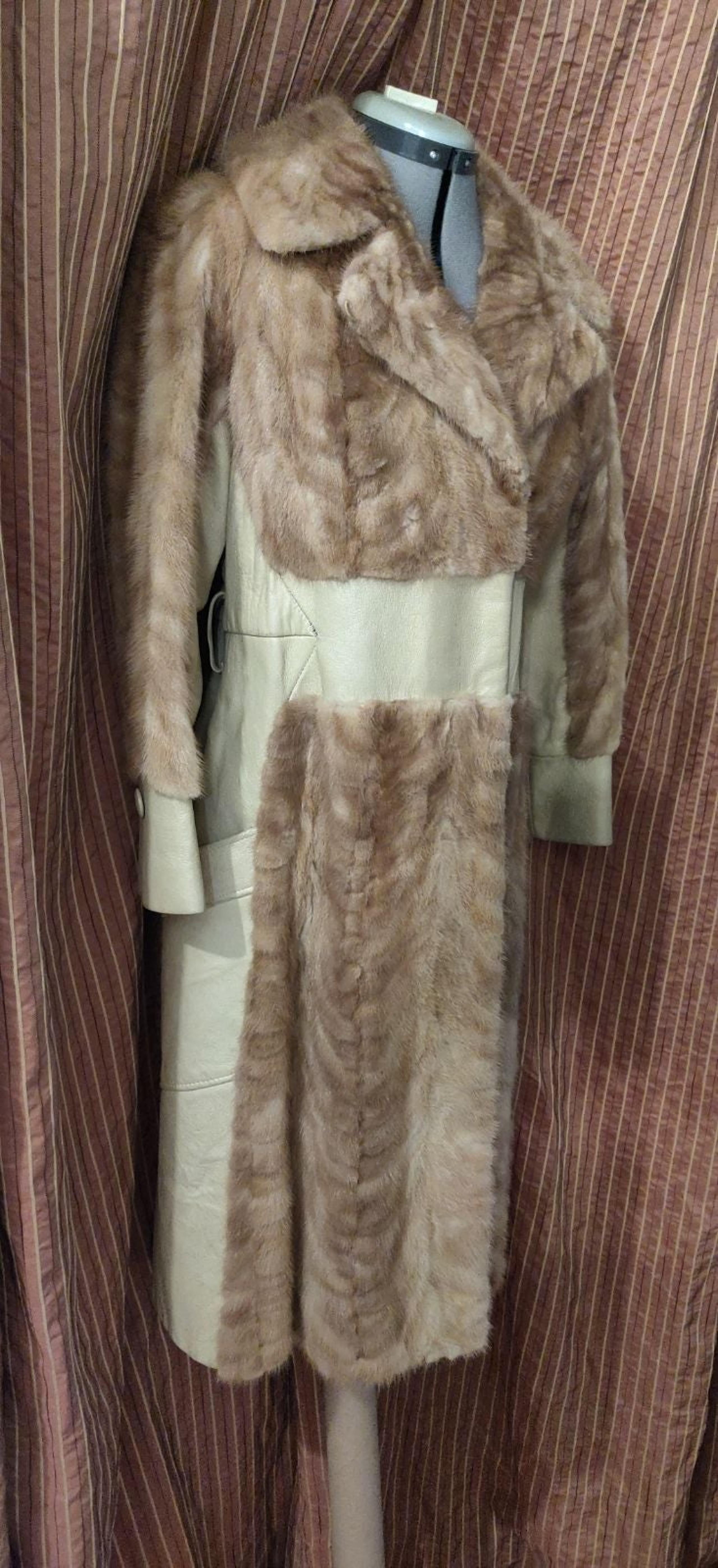 Vintage Custom Mink/Leather Coat Sz SM