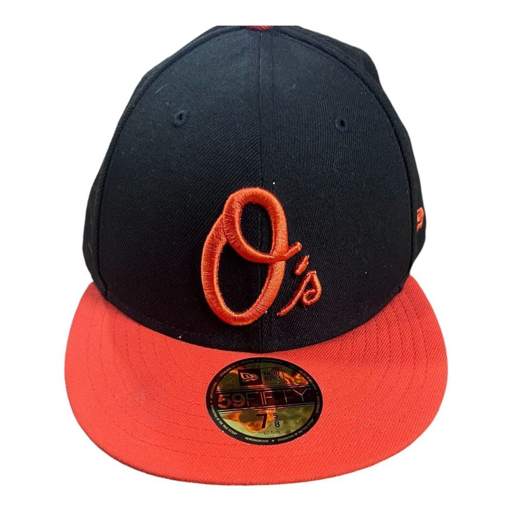 Baltimore Orioles Hat Cap Fitted 7 5/8 Orange Black Dome Plain Logo 59