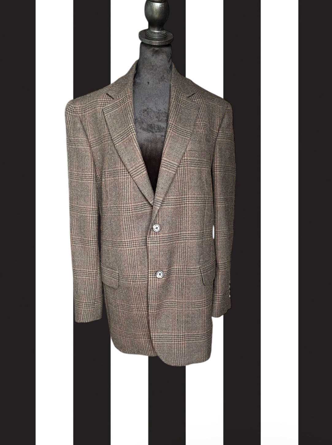 JOS A BANK Jacket Blazer Sport Coat Wool Glen Plaid Check Two Button Brown 42R