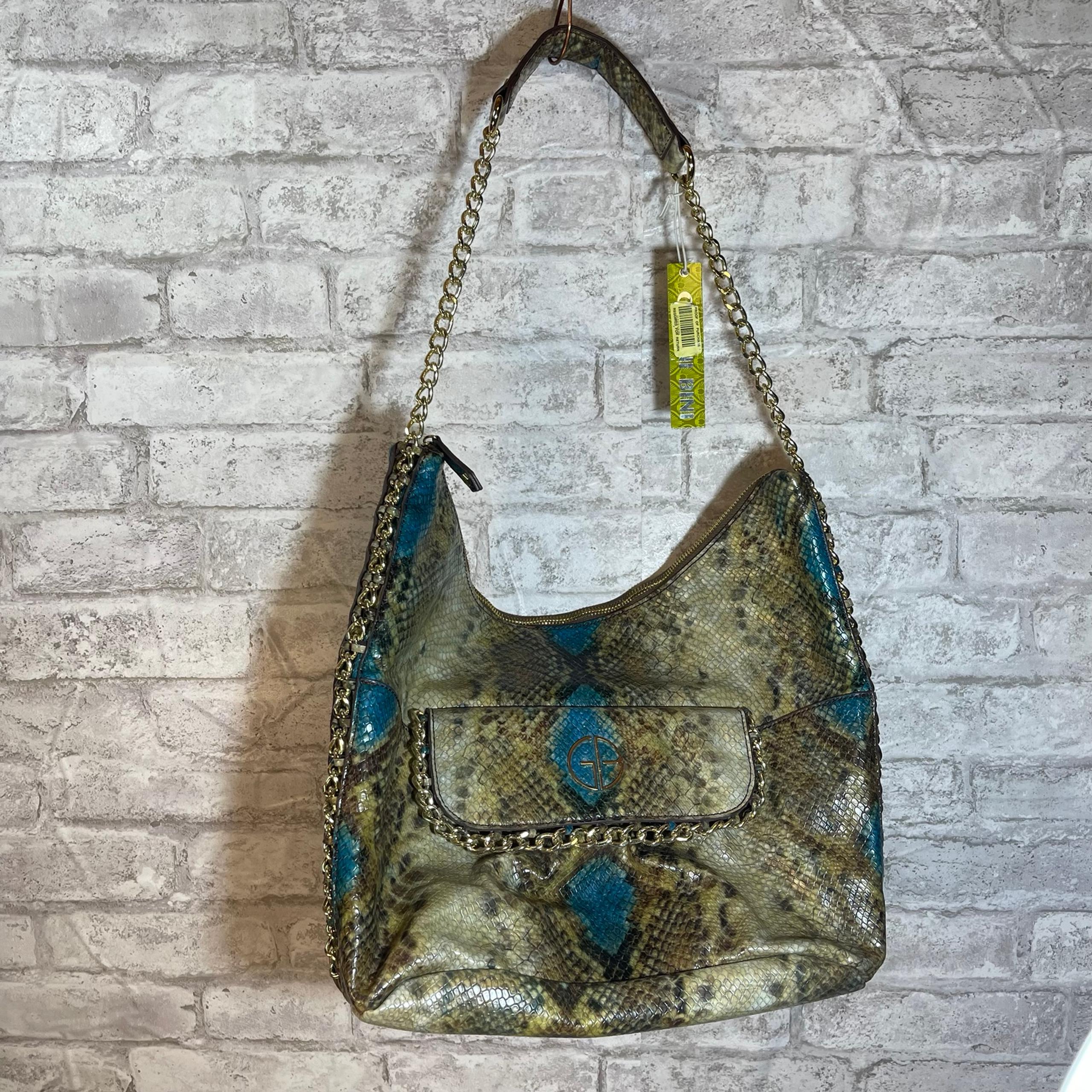 Gianni Bini Embossed Multi Snake Green Turquoise Chain Strap Shoulder Bag NWT