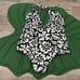 Mikoh Luana One Piece Womens Medium Luau Night Floral Hibiscus Black White