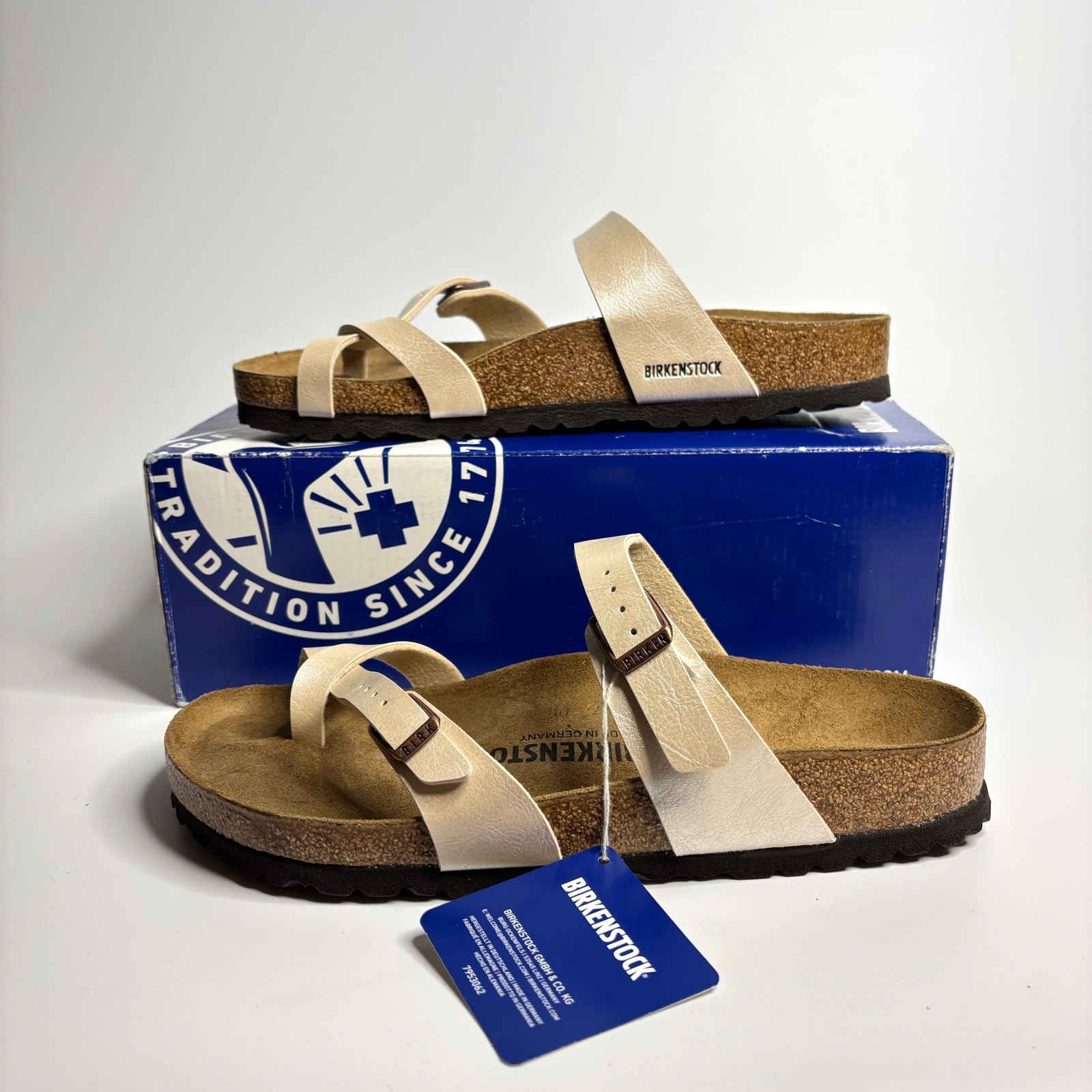 Birkenstock Mayari Toe-Loop Comfort Sandal in Graceful Pearl White