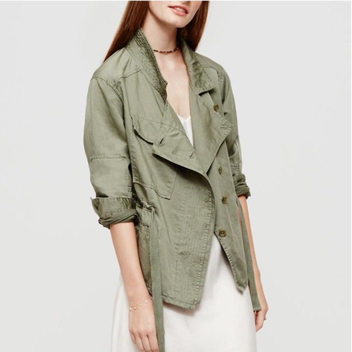 Lou & Grey S Green Belted Linen Jacket N