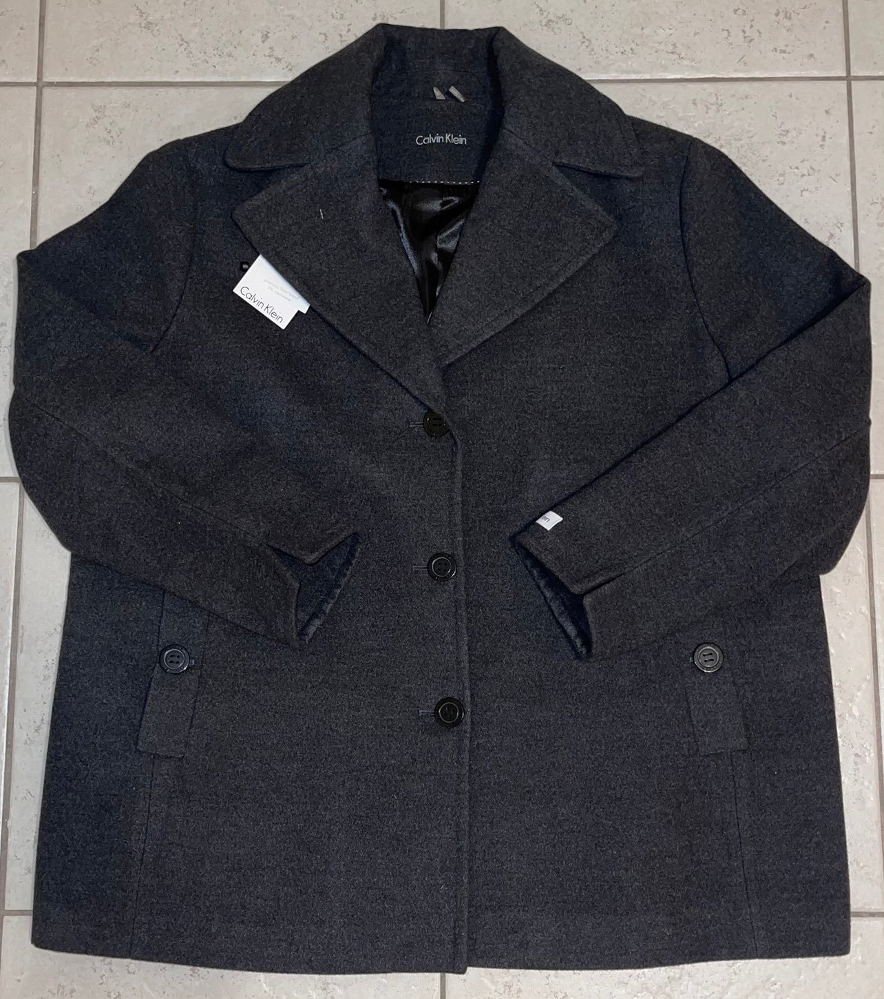 Womens Calvin Klein single breasted cashmere peacoat