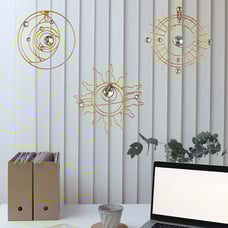 Manortang 3pcs 9 Inch Metal Abstract Sun Moon Star Art Wall Decor,Modern Wire
