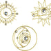 Manortang 3pcs 9 Inch Metal Abstract Sun Moon Star Art Wall Decor,Modern Wire