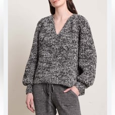 NWT Eleven Six Tess Alpaca Sweater Chunky Knit Salt Pepper Black White Sz M L