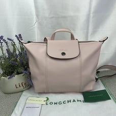 Longchamp Le Pliage Leather Top Handle Backpack Pink