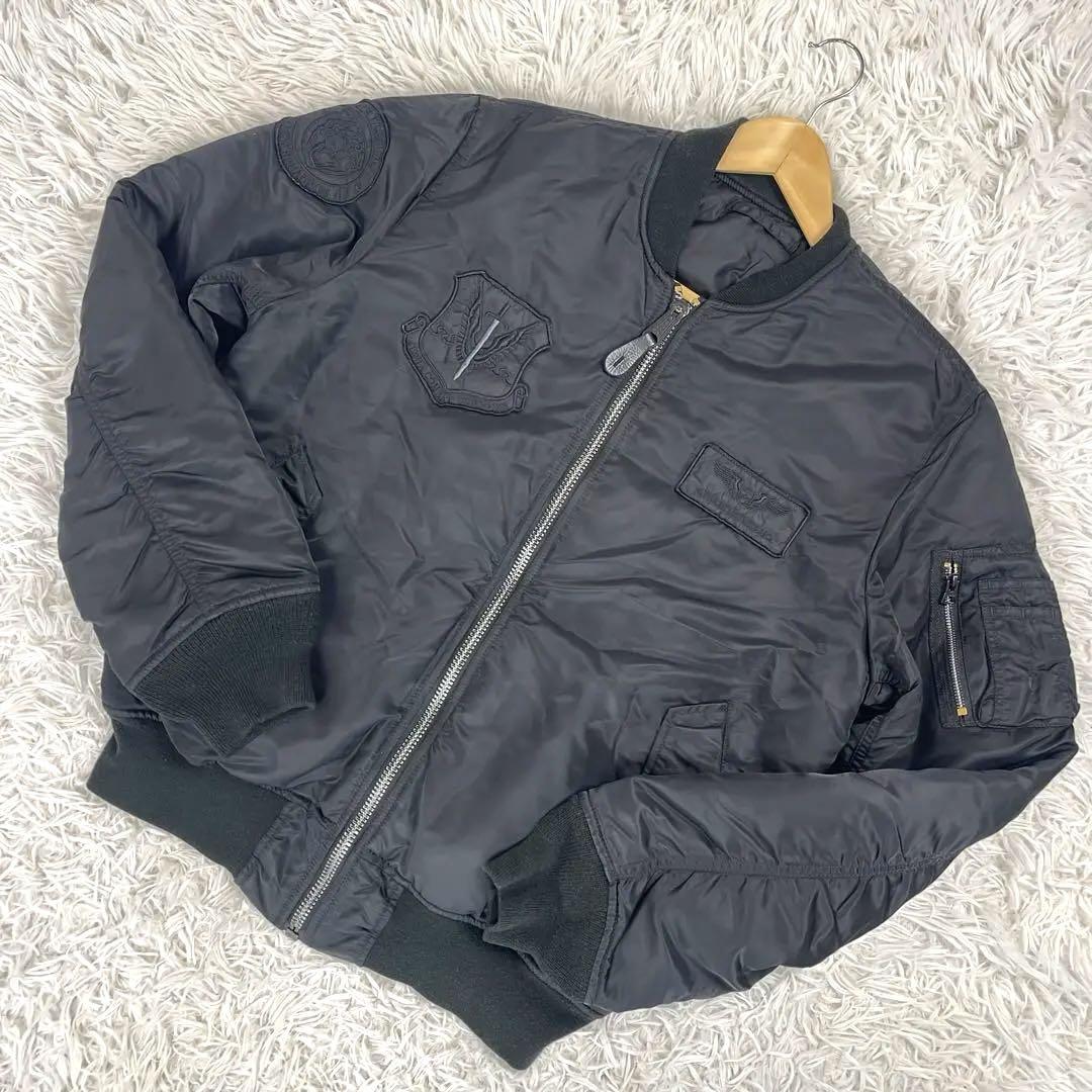 美品✨アルファMA-1 UNICOLOR PATCH ブラック バッグロゴ XL