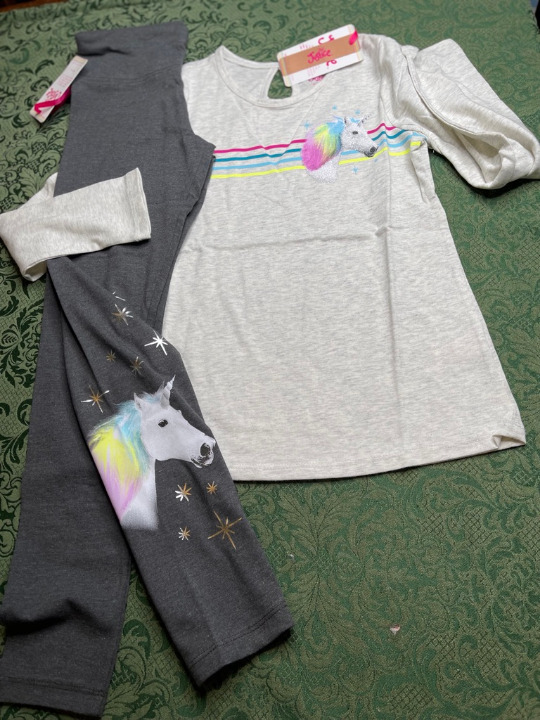 NWt 10 GLITTER unicorn rainbow justice shirt top leggings outfit pants birthday