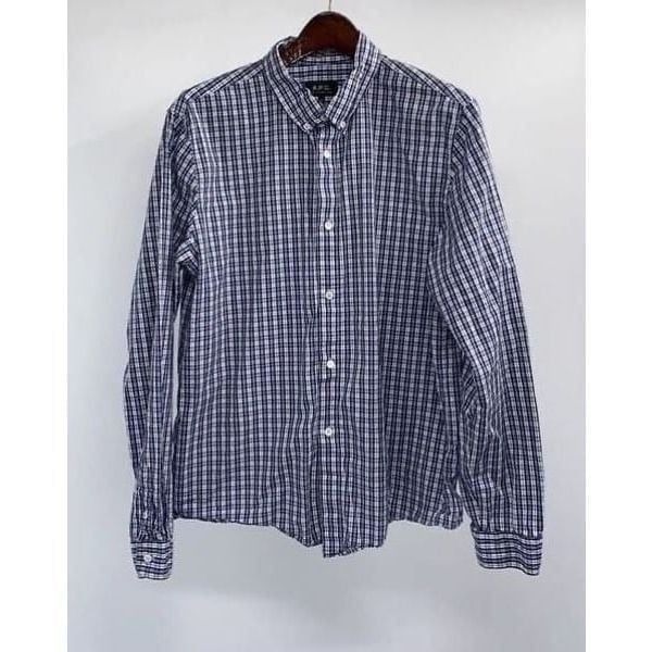 A.P.C. Button Up Shirt Men’s Size XL Blue Plaid Long Sleeve