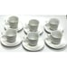 LOT OF 6 Gibson Everyday Cups & Saucers White Swirl Wave Pattern