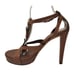 GUCCI Hasler Horsebit Heels Cognac Brown Leather Icon Open Toe T-Strap