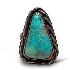 Vintage Native Turquoise Size 5 1/2 Sterling Ring
