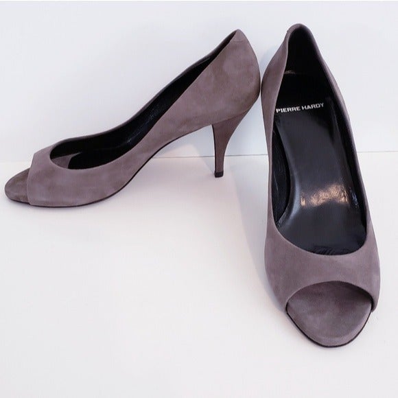Pierre hardy grey suede peep open toe shoes