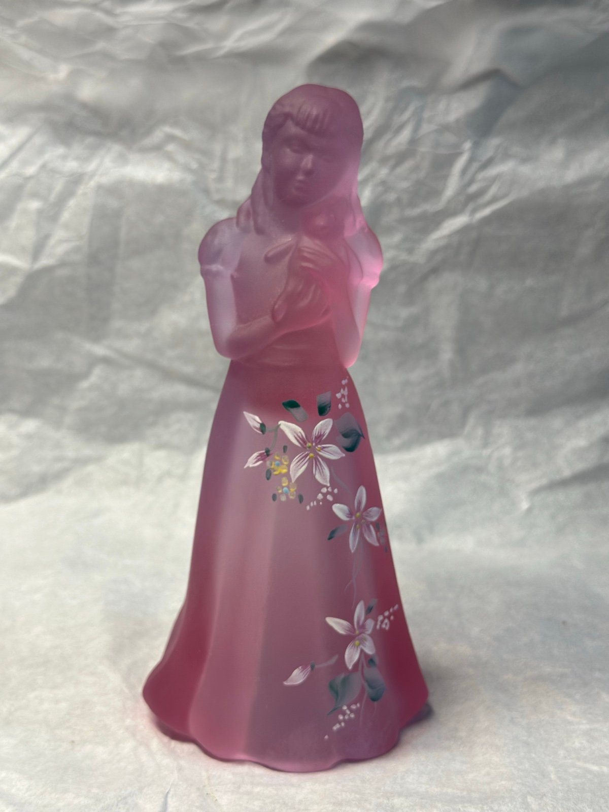 Fenton Glass Pink Sister Figurine 95th Anniversary hand-painted 7” VINTAGE