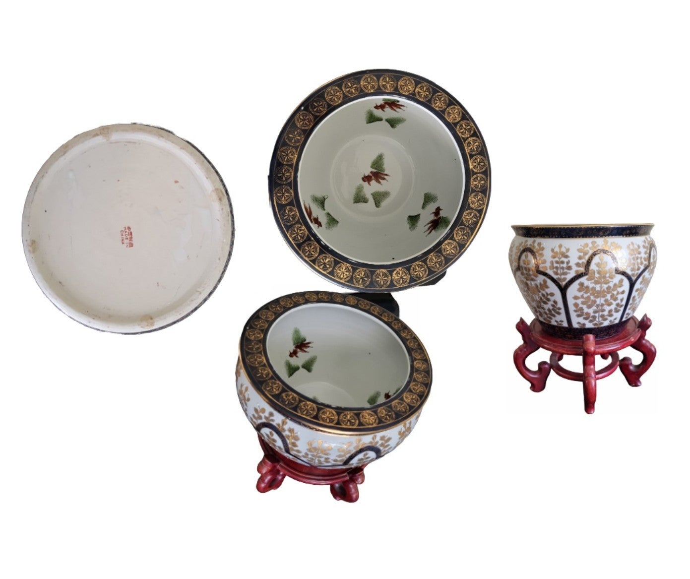 12in Mid-century Chinese painted Porcelain Fish bowl