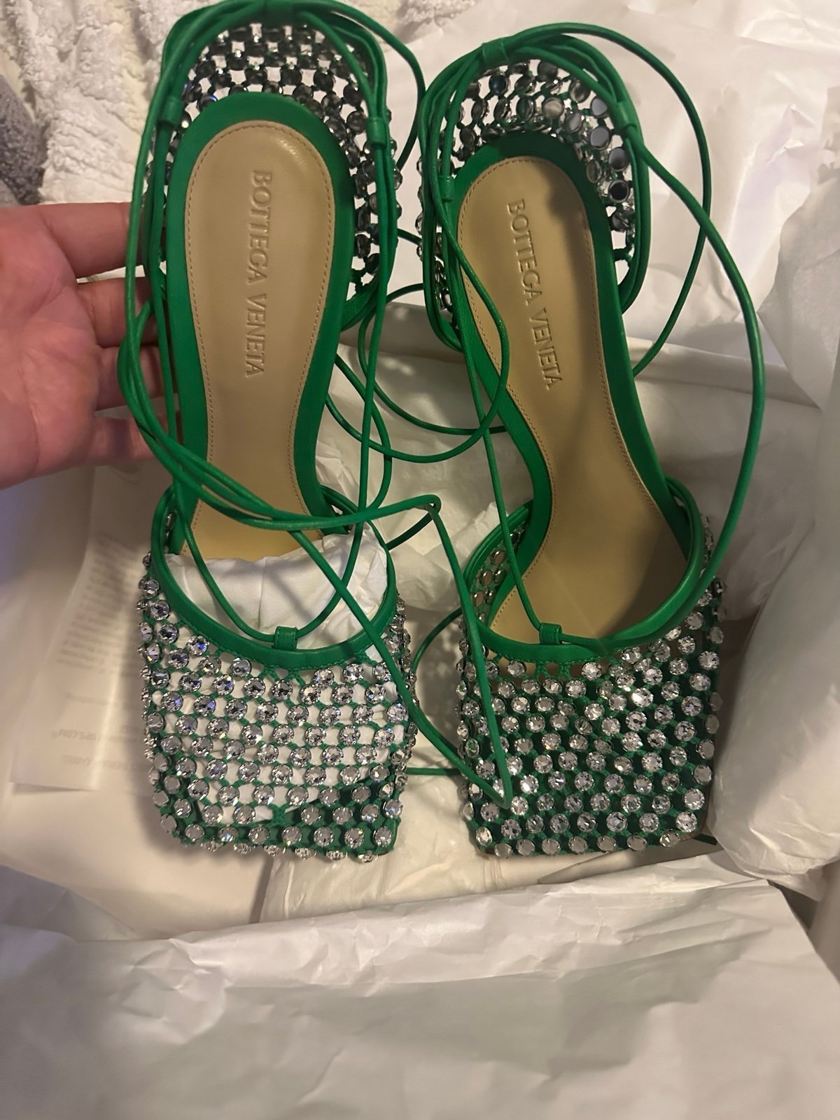 Bottega veneta green mesh heel 8M
