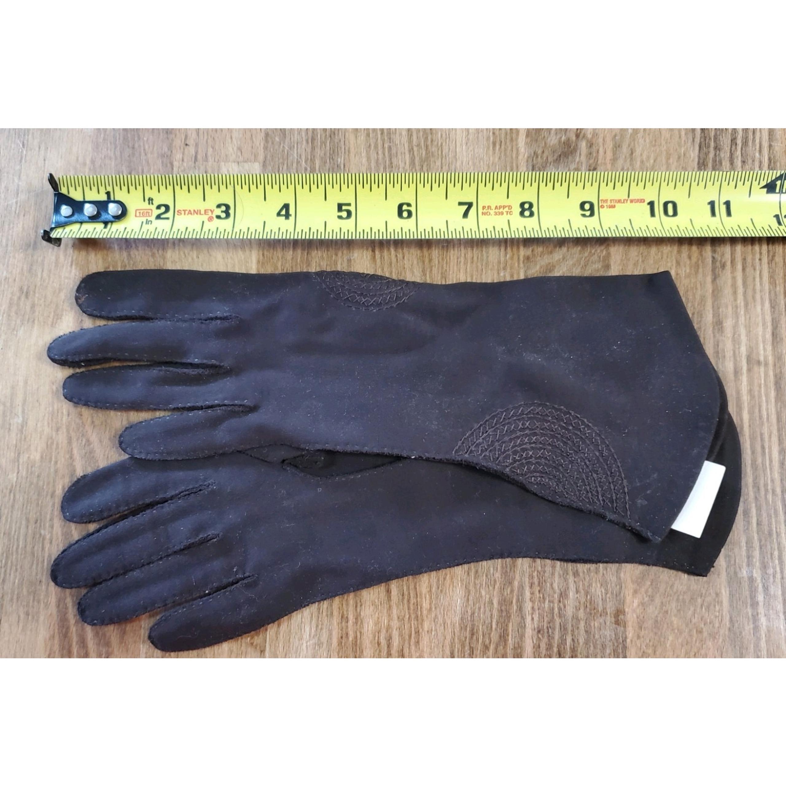 VINTAGE FOWNES Brown DOETTE DELUXE Sueded COTTON GLOVES Sz 6.5 Small (ES-8)