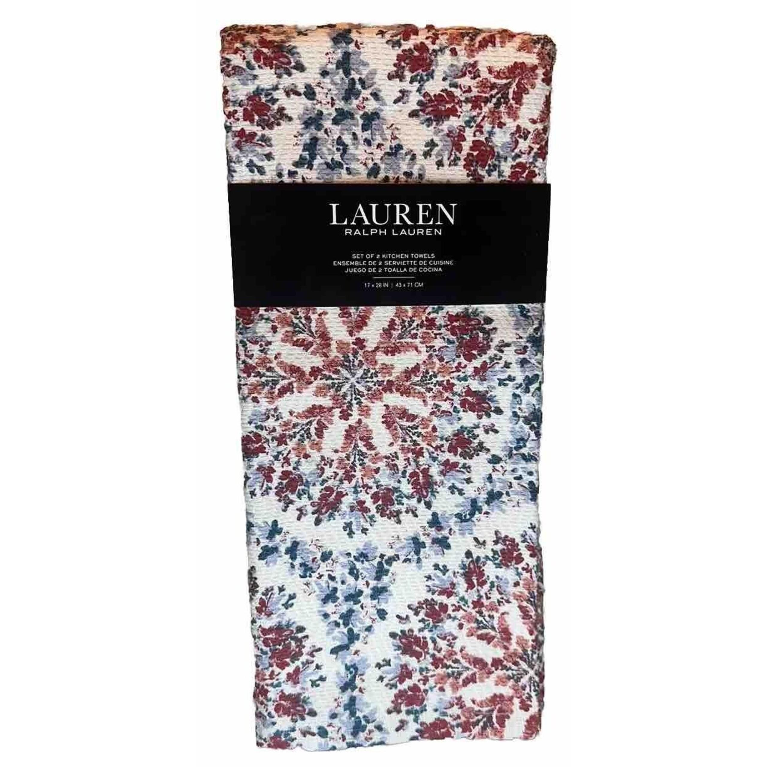 NEW Lauren Ralph Lauren Set of 2 Kitchen Towels Floral Cotton
