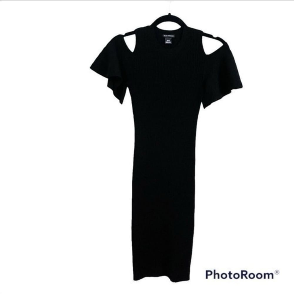 Club Monaco black cold shoulder ribbed dress Size XS