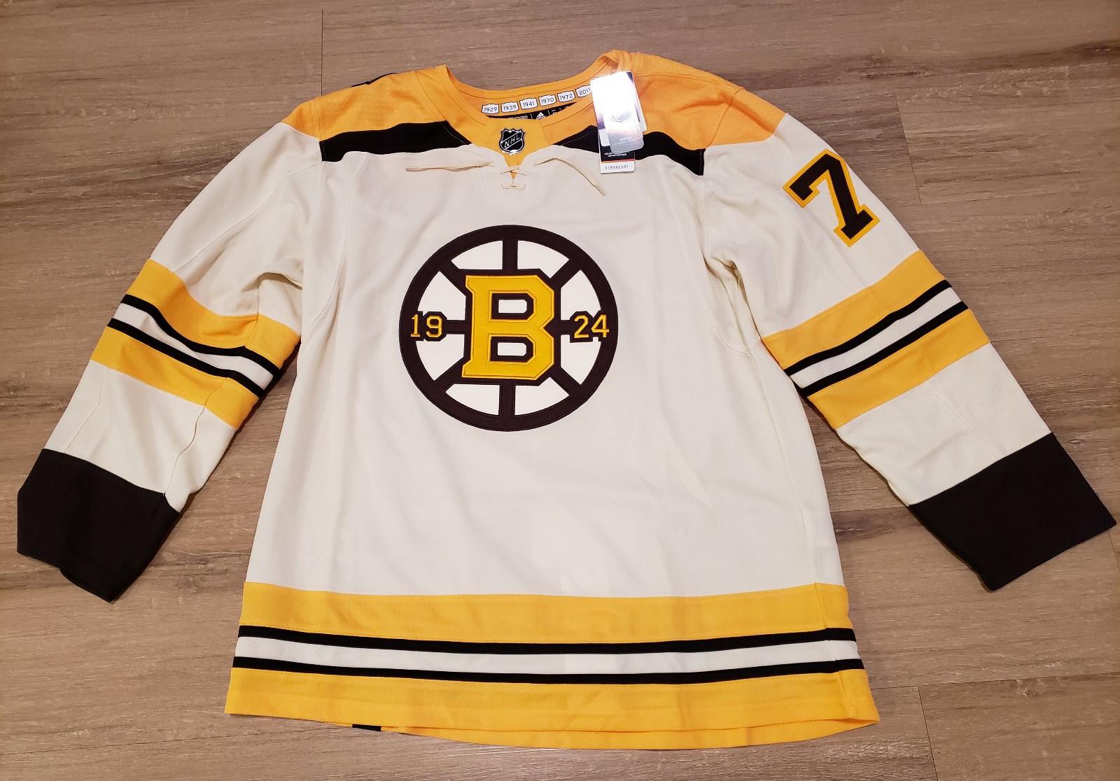 230 Adidas Boston Bruins Taylor Hall Hockey Jersey 100th Patch
