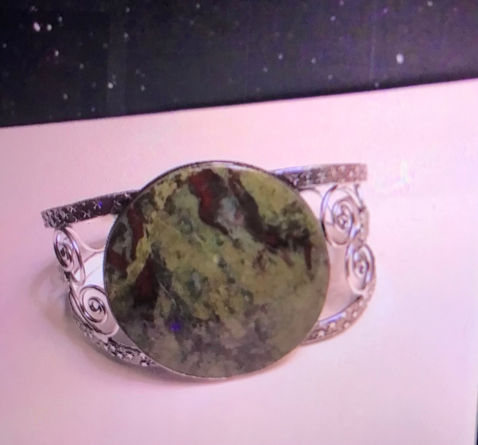 Dragon Blood Jasper 925 Sterling Silver Cuff Bracelet