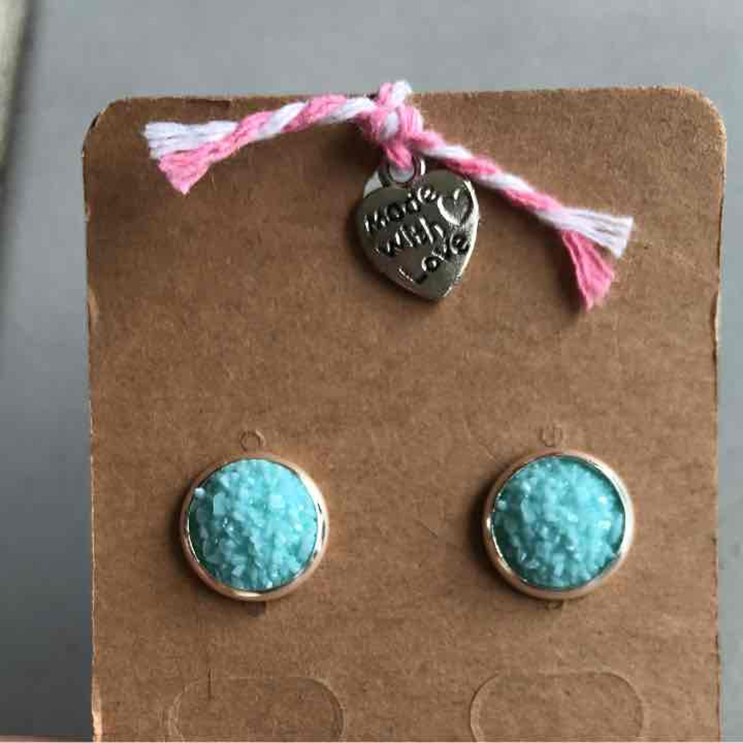 NEW Light Blue 10mm Faux Druzy Earrings