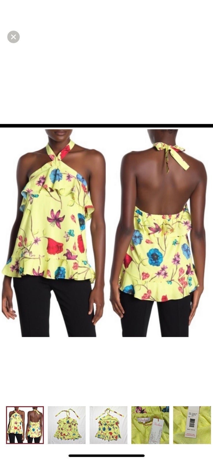 Parker Silk Ruffle Halter Top Blouse Small