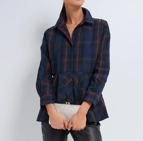 Pomander Place Fraser Plaid Ashlen Blouse Sz M