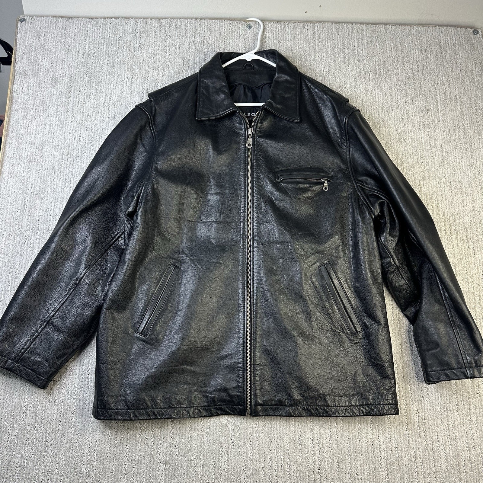 Wilson's Leather Jacket Men's Size XL Black Heavyweight Genuine Leather