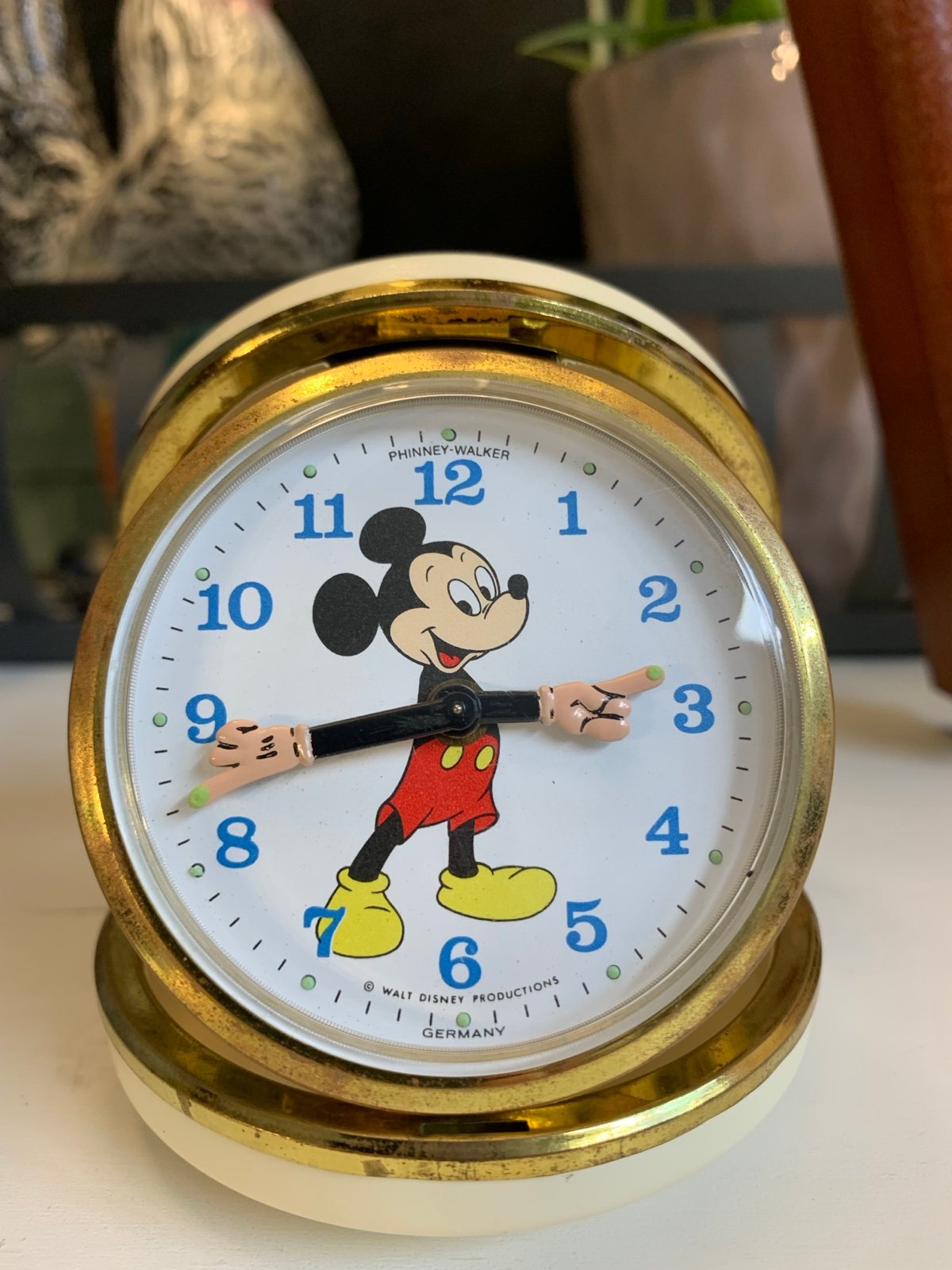 1960s Vintage Phinney- Walker Mickey Mouse Disney Travel Alarm Clock with Case