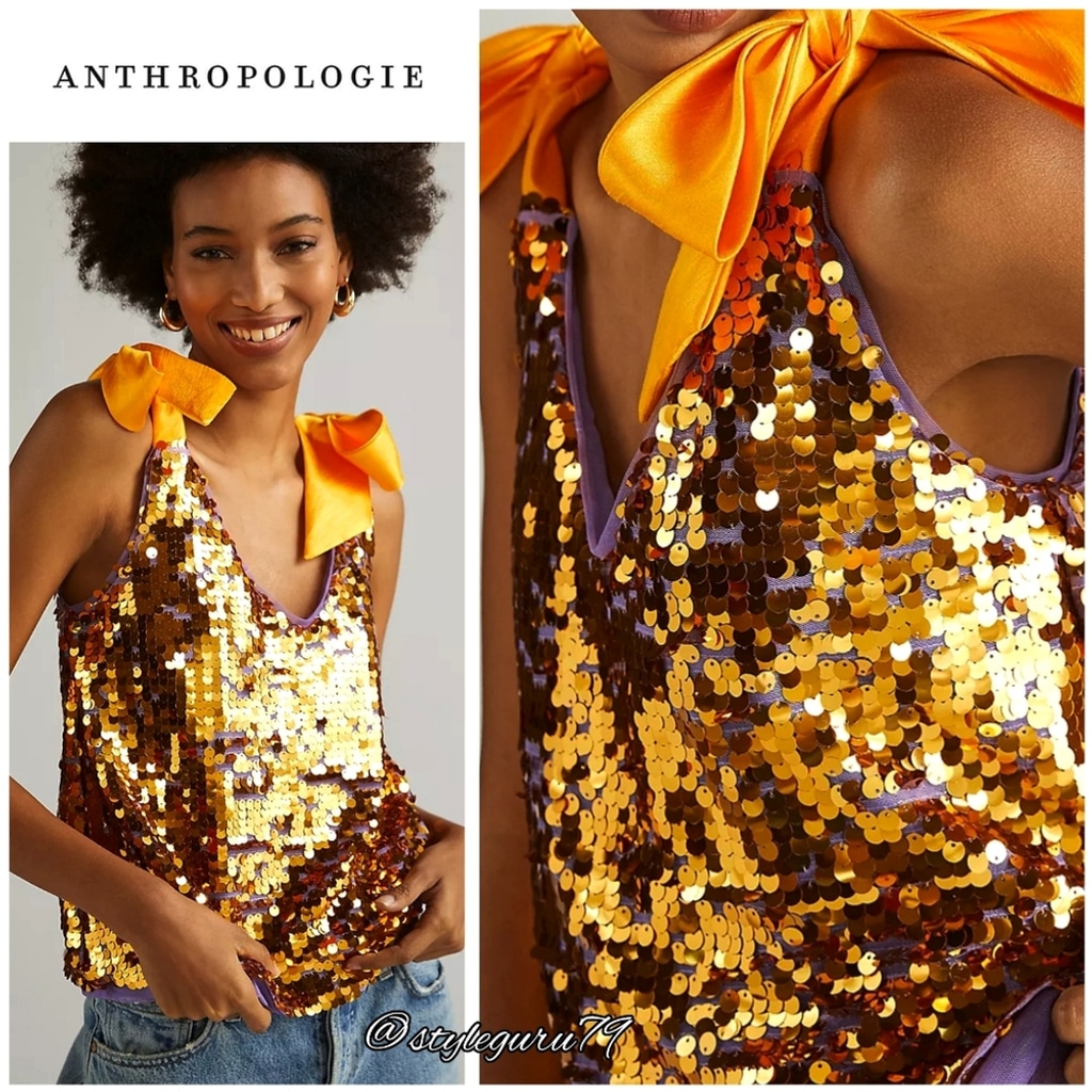 NWT, Anthropologie, MAEVE SEQUINED TIE-STRAP TANK