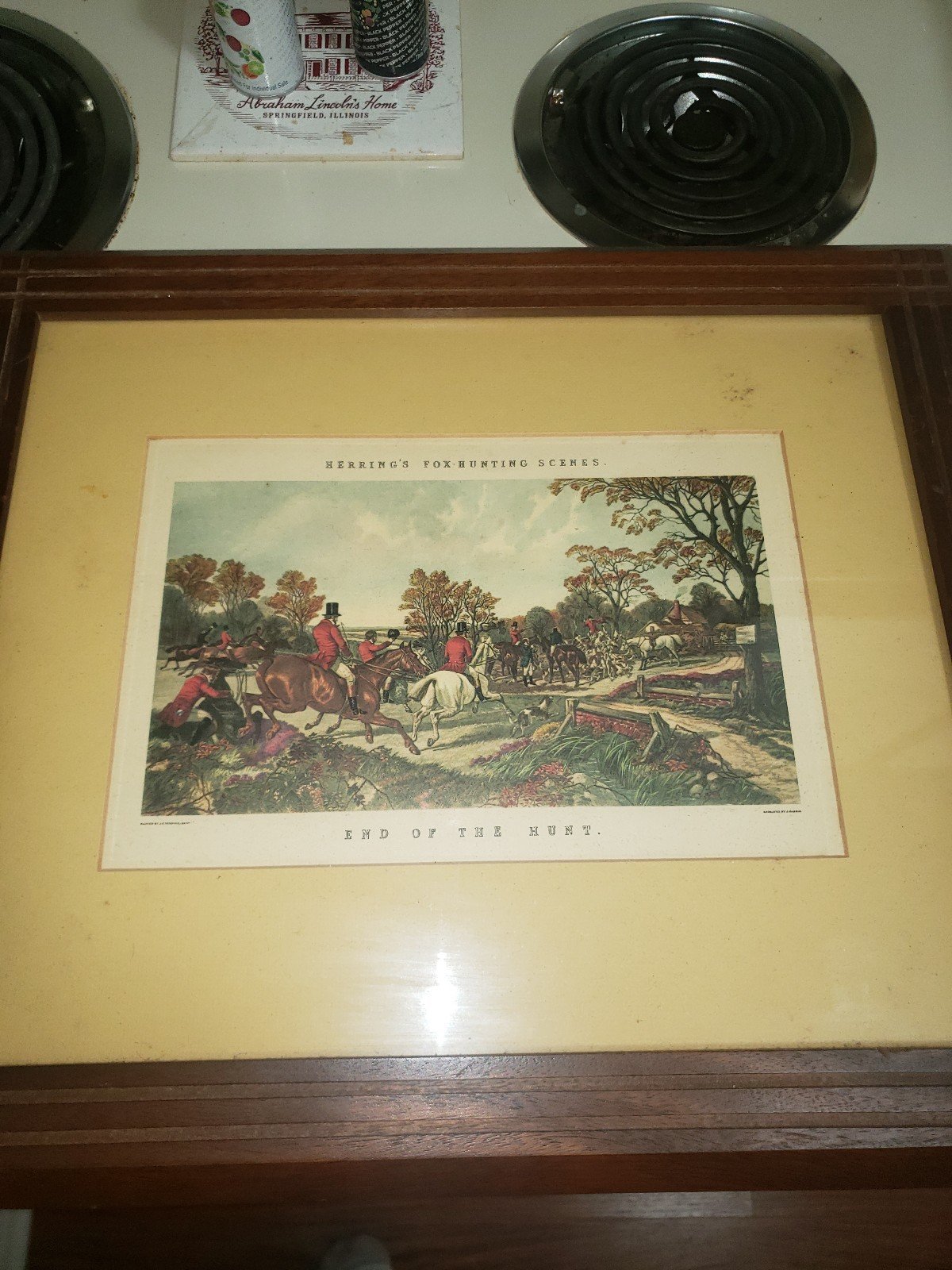 Herring's The End of the Hunt 1867 colored engraving.