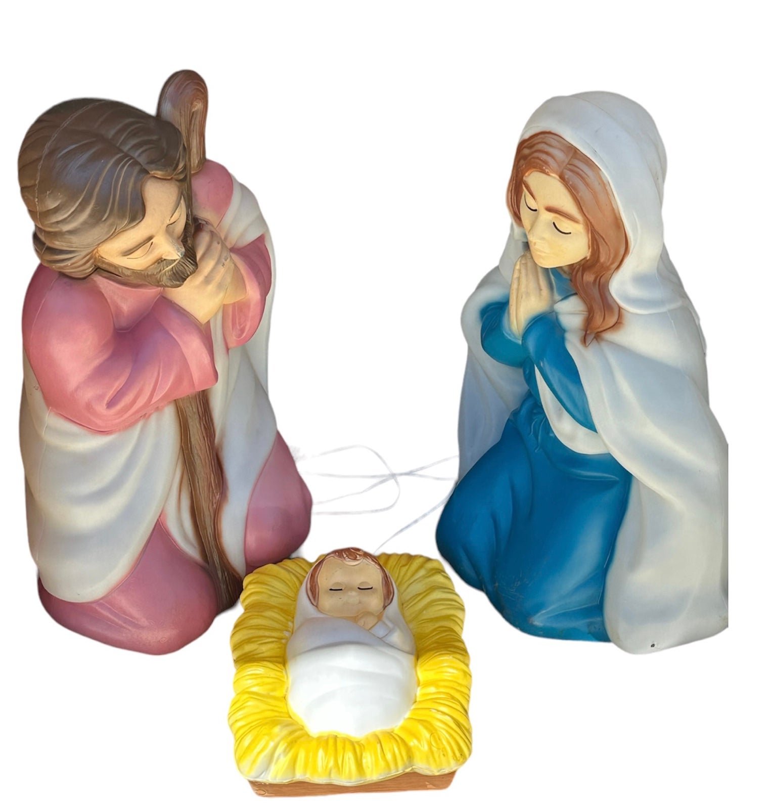 VINTAGE GENERAL FOAM BLOW MOLD CHRISTMAS NATIVITY SET LIGHT UP 3ps original box