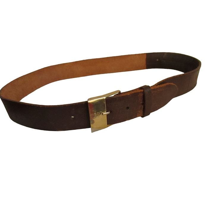 Vintage Men's Money Belt 36 37 38 1970s Hong Kong Monogram Engraved Buckle MCM L