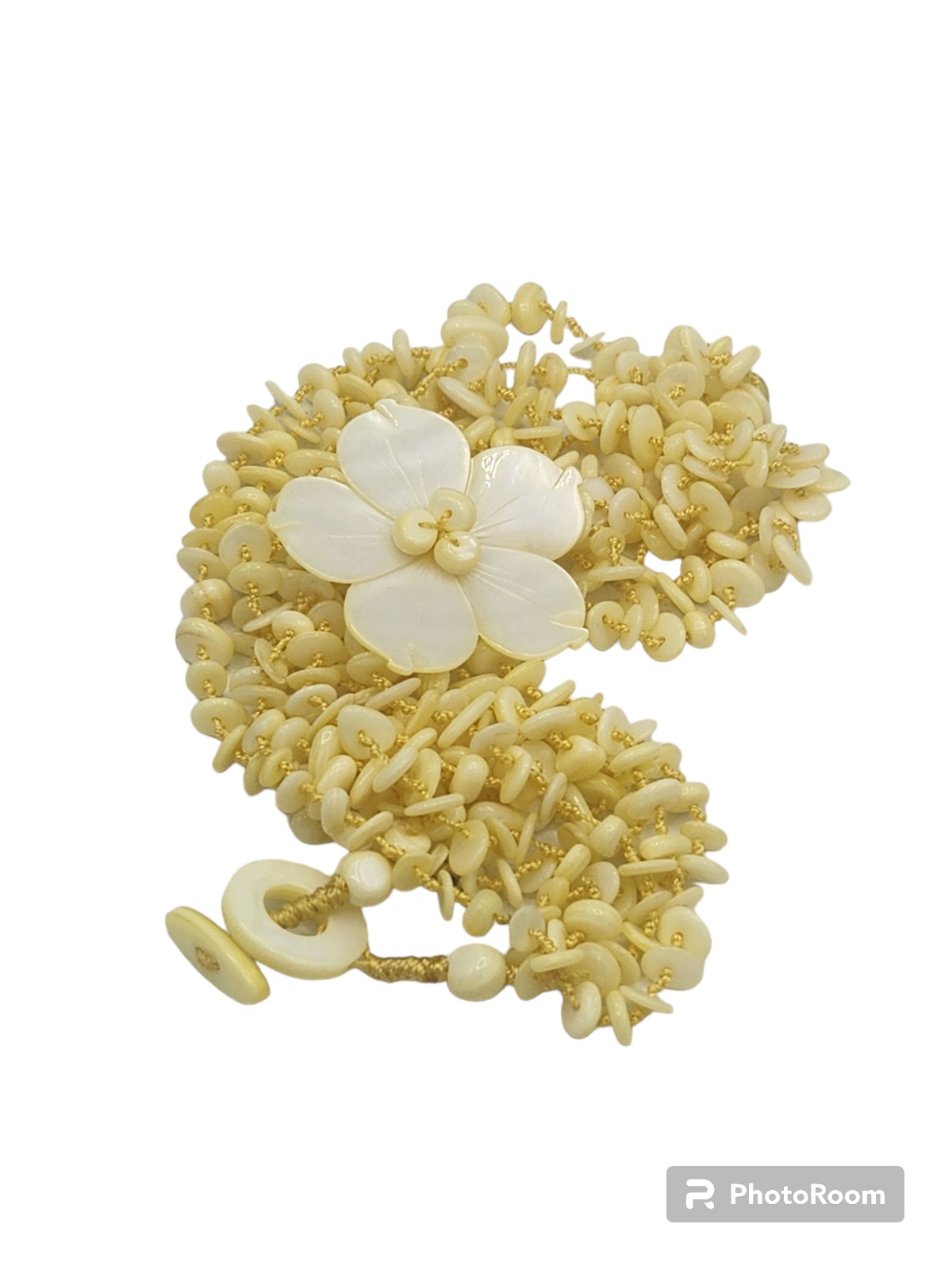 Vintage JAY KING DRT Mother OF Pearl Flower Necklace Desert Rose Trading Natural
