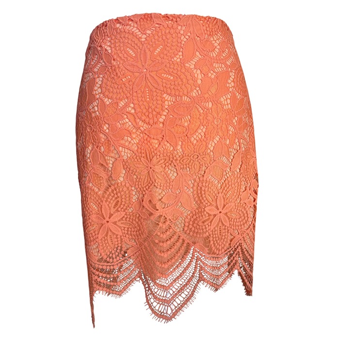 For Love and Lemons Skirt Size Medium Melon Lace Overlay Lined Stretch