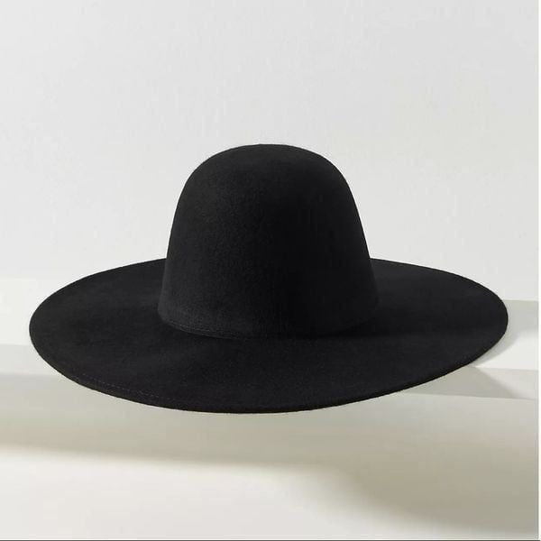 Anthropologie High Crown Felt Hat in Black