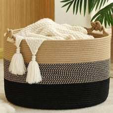 NEW Large Blanket Basket (20 x13 ),Woven Rope Baskets for storage Baby Laundry