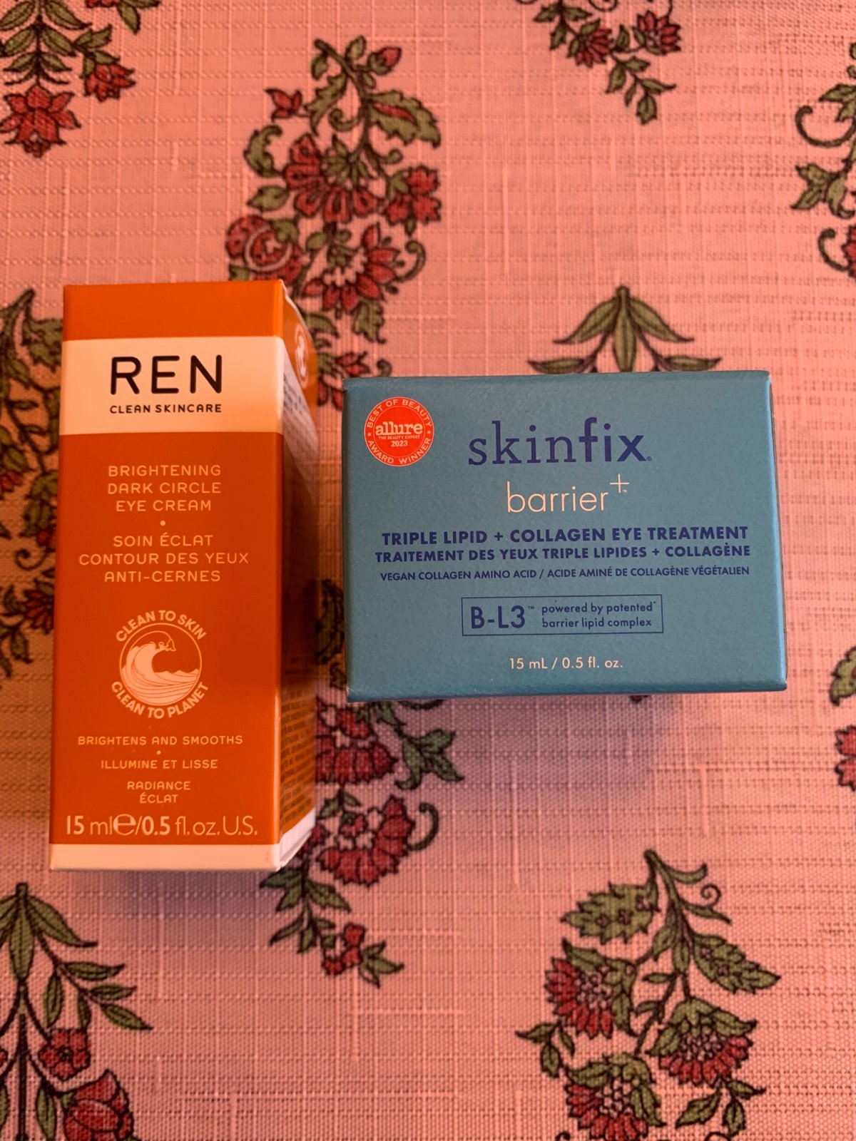 skinfix Barrier+ Collagen Eye Treatment and REN Brightening Eye Cream MSRP 105