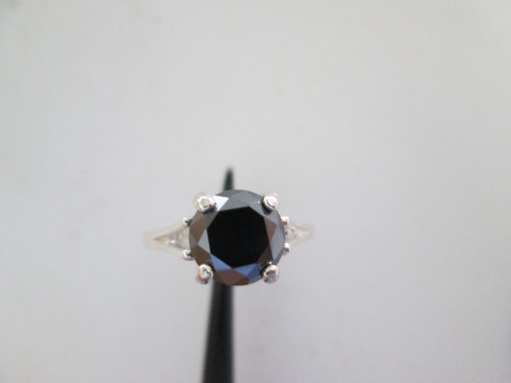 2.55ct 100% Real Black Diamond Engagement Ring, Cert, Dia Tester,Sz 5,6,7,8,9,10