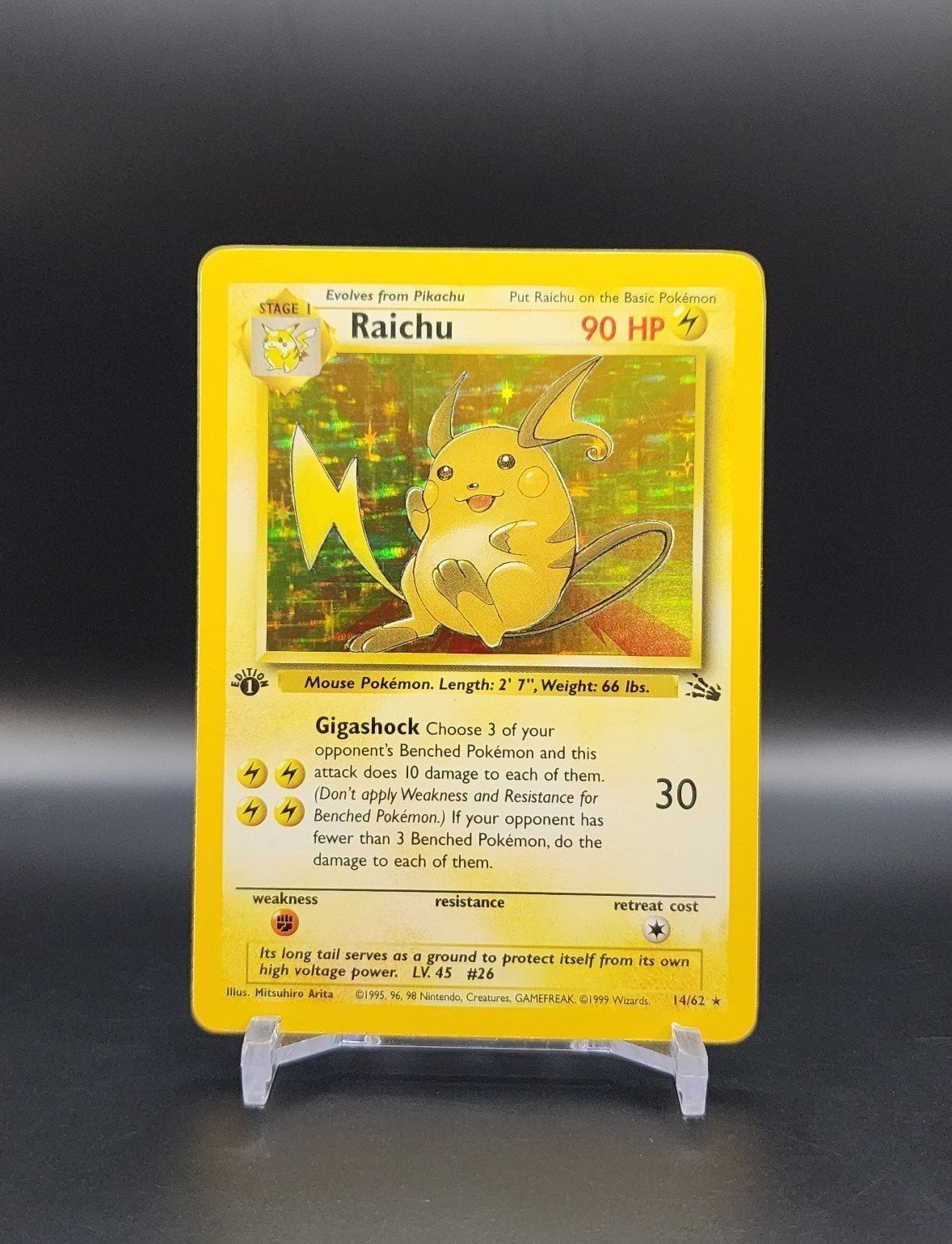 1st Edition Raichu 14/62 ☆Holo Rare Fossil Pokemon ~ NM-MT